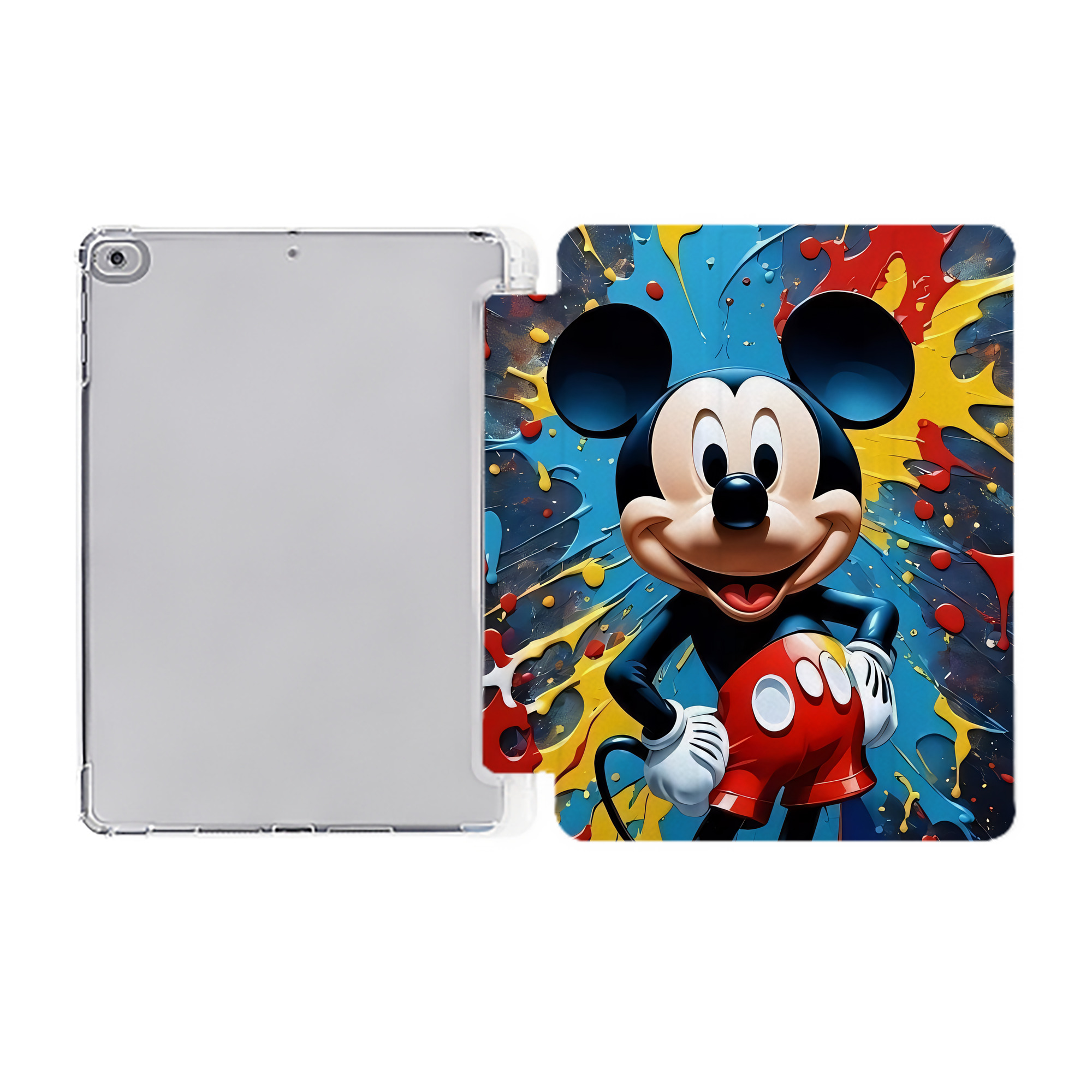 （画像用） ミッキーマウス Mickey Mouse IPad ケース ペン収納付き 三つ折りスタンド PUレザー×シリコン 対応機種9.5/10.5/10.9インチ